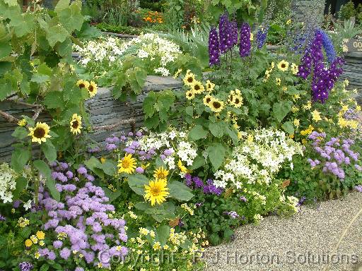 Rock wall flower border 